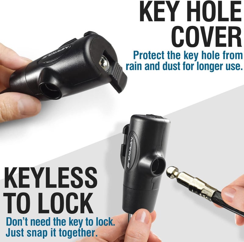 MARQUE Bike Lock with Key – 3/8” (4Ft, 7Ft, 15Ft, 25Ft) Straight Cable Locks with Keys, Anti-Theft Security Cable for Bicycles, Scooters, Kayaks, Paddle Boards, Gates - Image 3